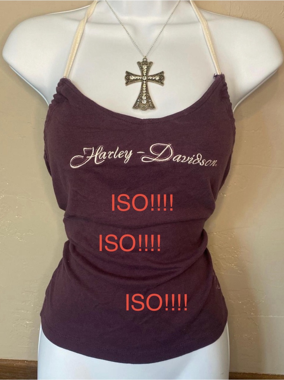 IN SEARCH OF: Harley-Davidson Women's Plum Halter Camisole with Embroidered Logo